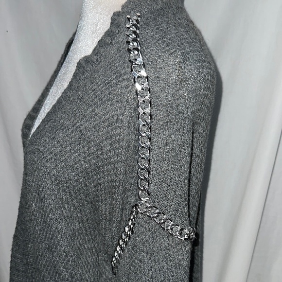 gray Democracy cardigan with silver chain detail size xs (oversized) - Picture 3 of 4